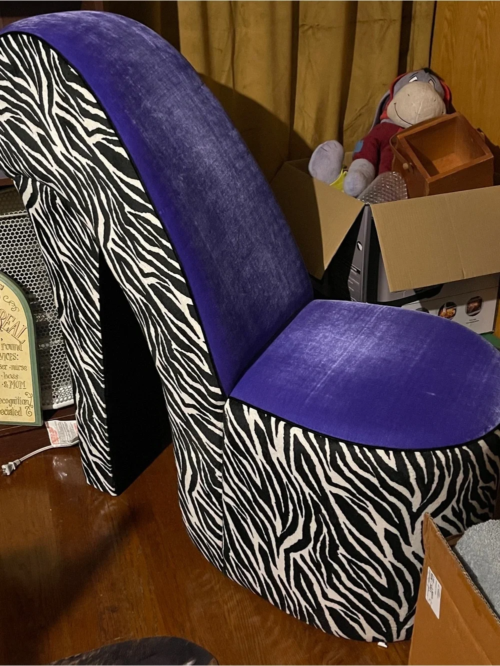 Purple Zebra High-Heel Accent Chair by